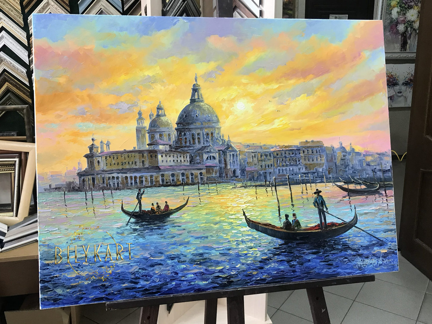 The Grand Canal Venice Painting on Canvas Venetian Wall Decor Sunset in Venice Oil Painting Original Italy Painting