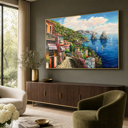 Capri Italy Oil Painting Original Amalfi Coast Painting on Canvas The Most Beautiful Italy Coastal Towns Cities Villages Paintings for Sale
