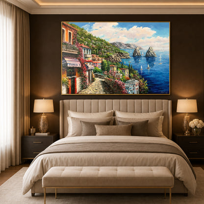 Capri Italy Oil Painting Original Amalfi Coast Painting on Canvas The Most Beautiful Italy Coastal Towns Cities Villages Paintings for Sale