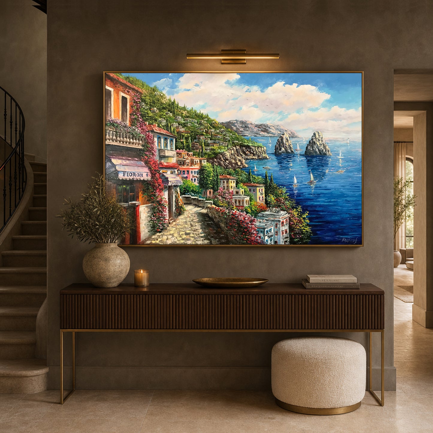 Capri Italy Oil Painting Original Amalfi Coast Painting on Canvas The Most Beautiful Italy Coastal Towns Cities Villages Paintings for Sale