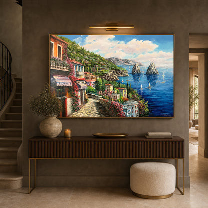 Capri Italy Oil Painting Original Amalfi Coast Painting on Canvas The Most Beautiful Italy Coastal Towns Cities Villages Paintings for Sale
