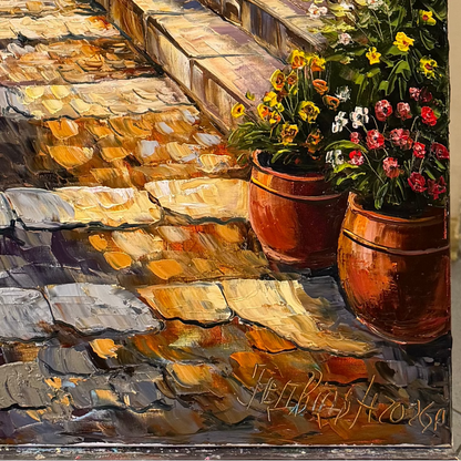 Positano Amalfi Coast Oil Painting on Canvas | Original Italian Street Scene Art | Italy Coastal Painting, Lemon Tree Artwork
