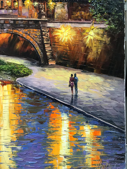 Evening in Rome Oil Painting on Canvas Rome Italy Canvas Wall Art Italy Landscape Painting Framed Italian Artwork