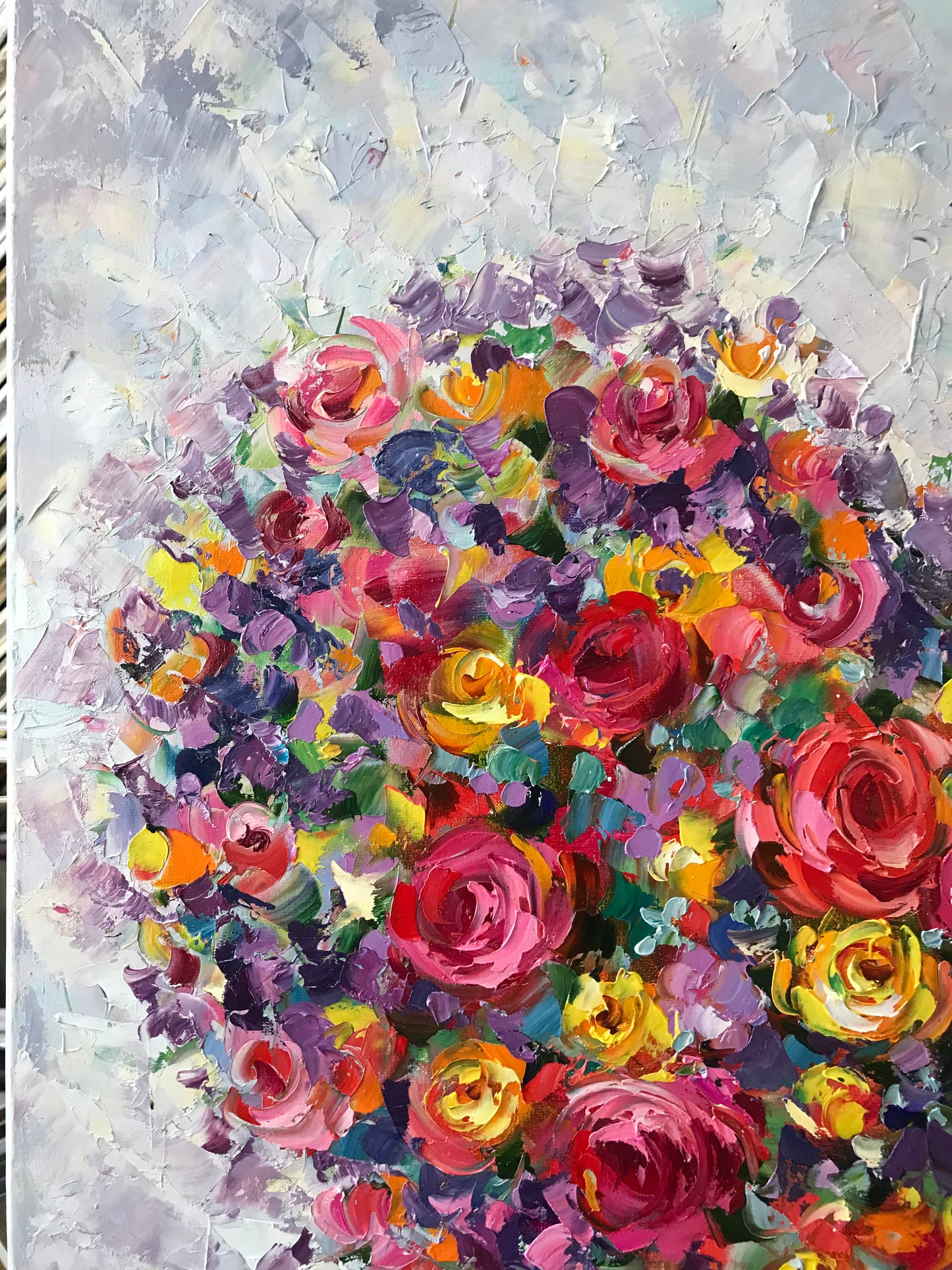 Flower Heart Painting Original Floral Heart Art Romantic Painting Red Flowers Canvas Wall Art Abstract Heart Oil Painting
