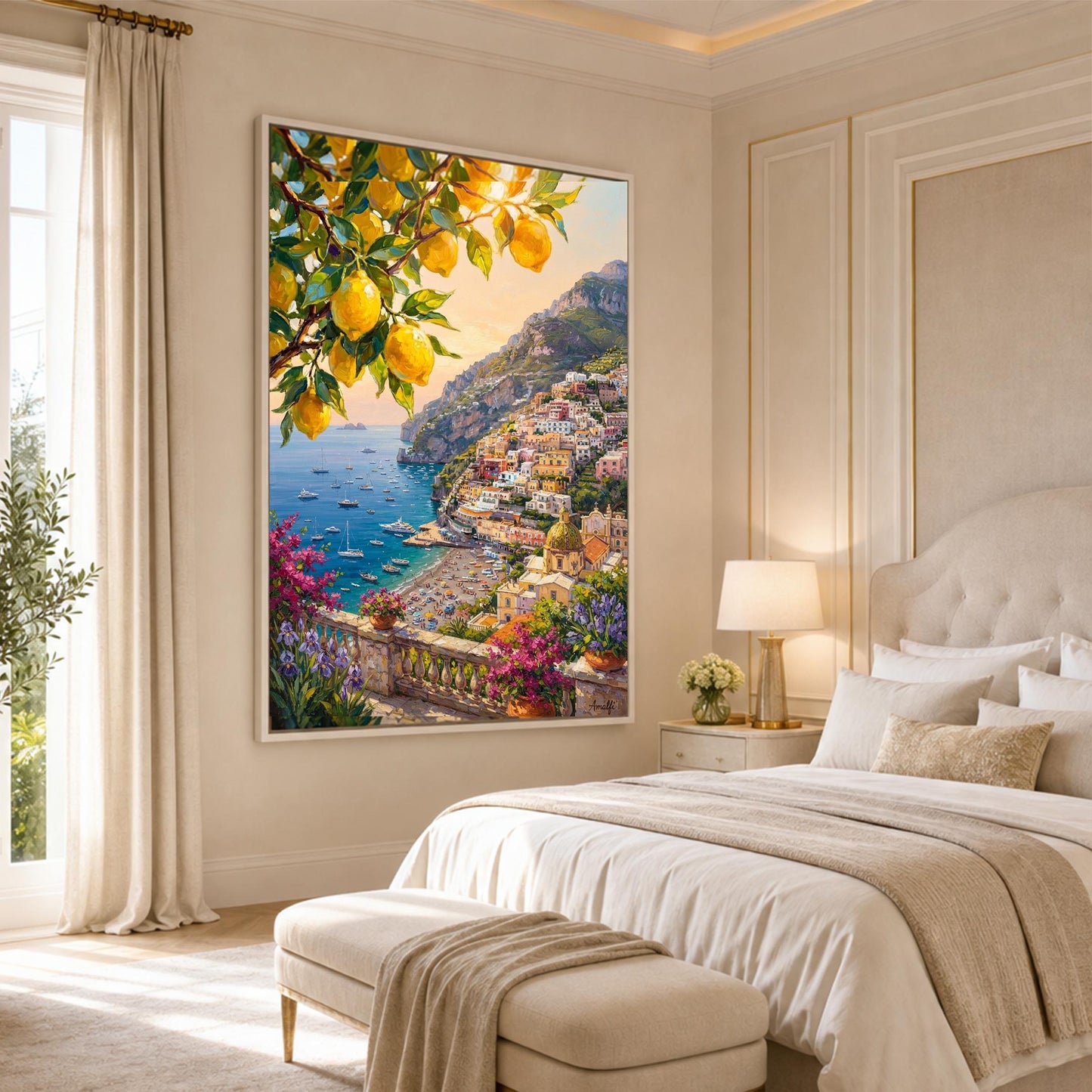 Lemon tree Positano painting displayed on kitchen wall art