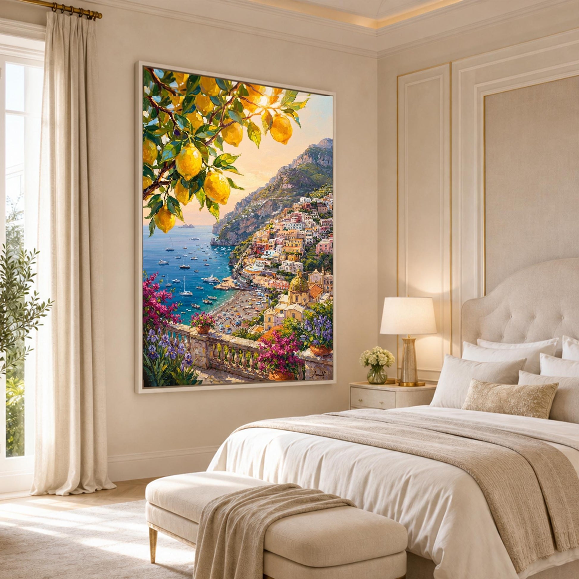 Lemon tree Positano painting displayed on kitchen wall art