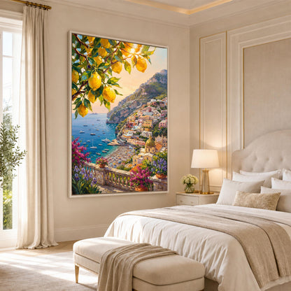 Lemon tree Positano painting displayed on kitchen wall art