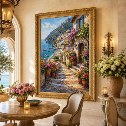 Original handmade Positano sea view boats coastal painting