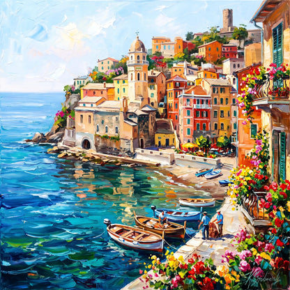 Vernazza Cinque Terre oil painting original canvas art
