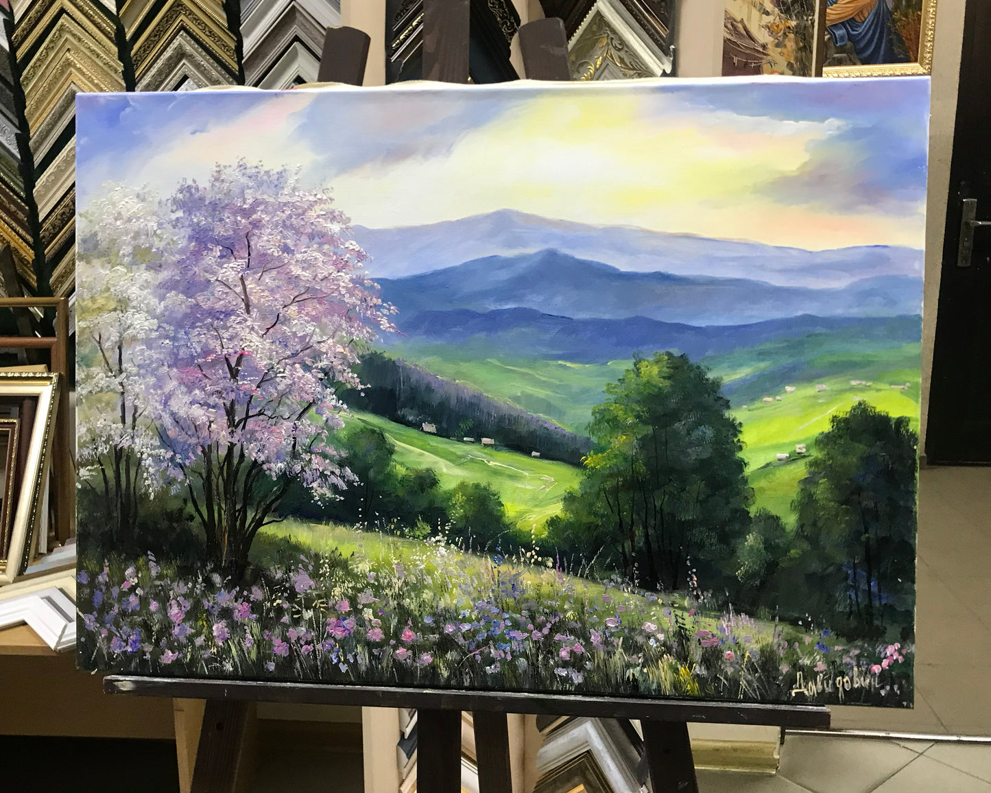 Blue Ridge Mountains Original Painting Great Smoky Mountains Art Blue Ridge Mountains Wall Art Wildflower Mountain Landscape Oil Painting Original Art