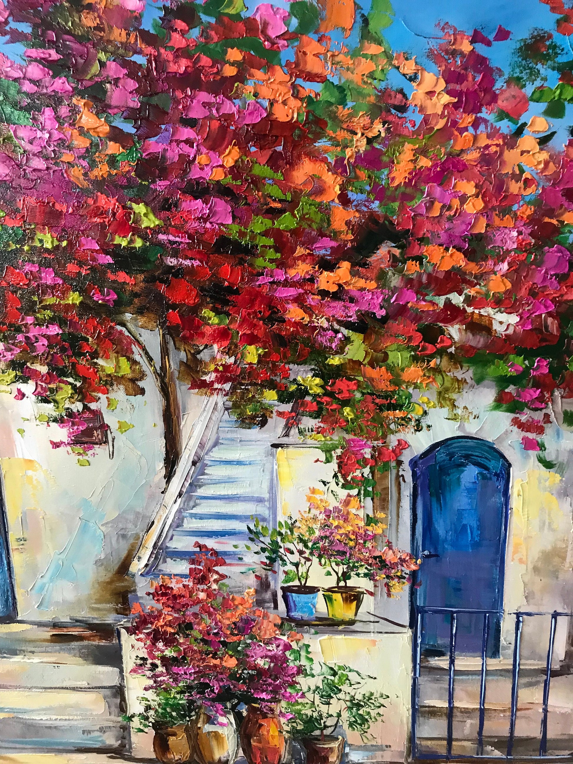 bougainvillea-window-painting-greece-wall-art