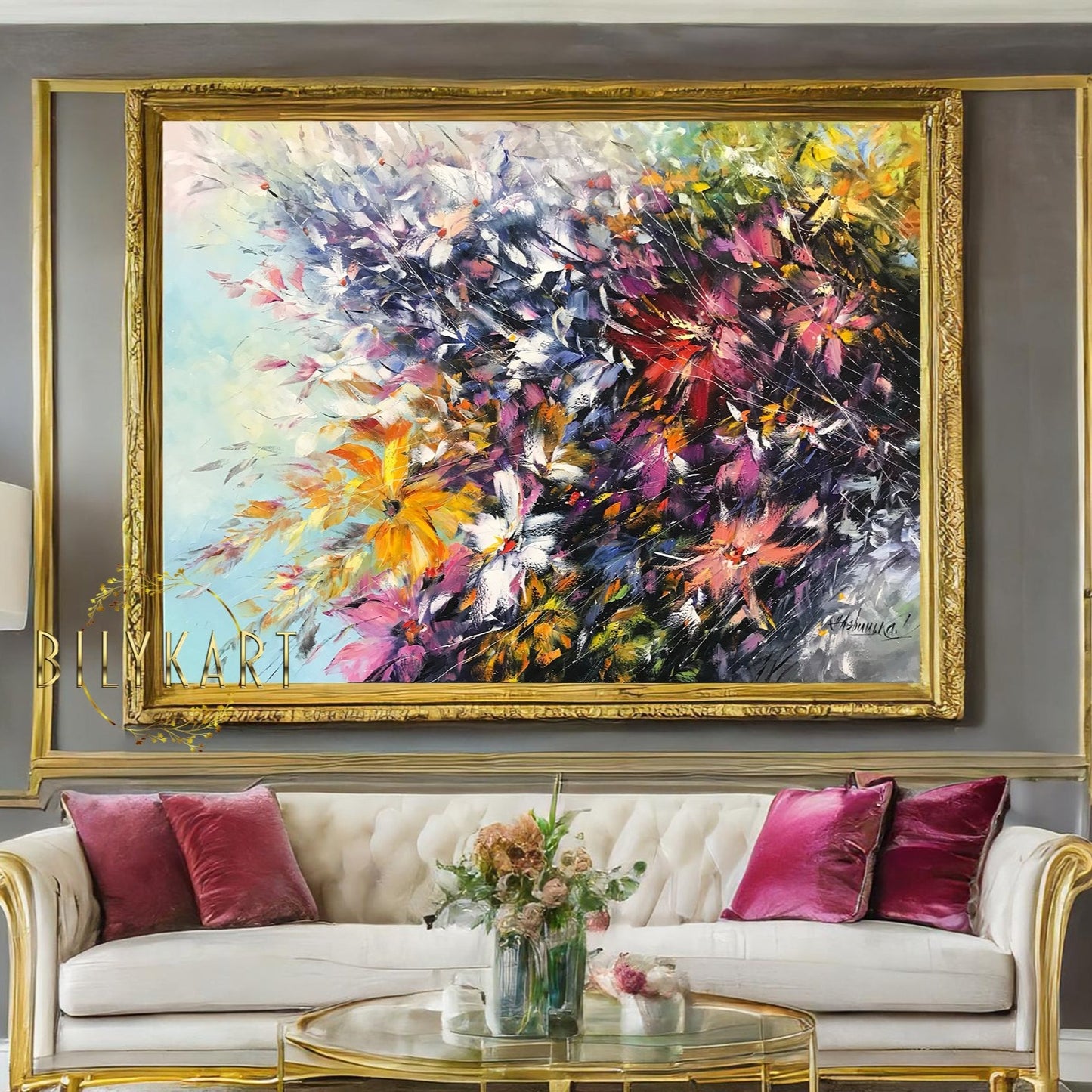 Abstract Flowers Paintings On Canvas Large Modern Flower Oil Painting Original Abstract Colorful Floral Paintings