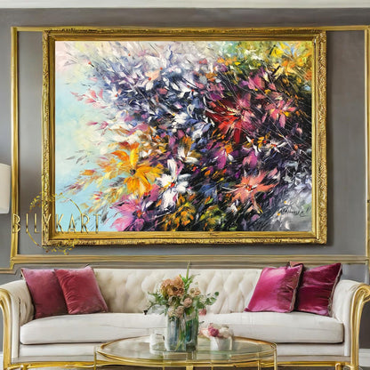 Abstract Flowers Paintings On Canvas Large Modern Flower Oil Painting Original Abstract Colorful Floral Paintings