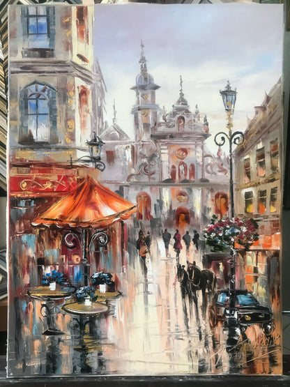 European Cityscape Painting on Canvas European Wall Decor French Street Scene Paintings Europe City Painting