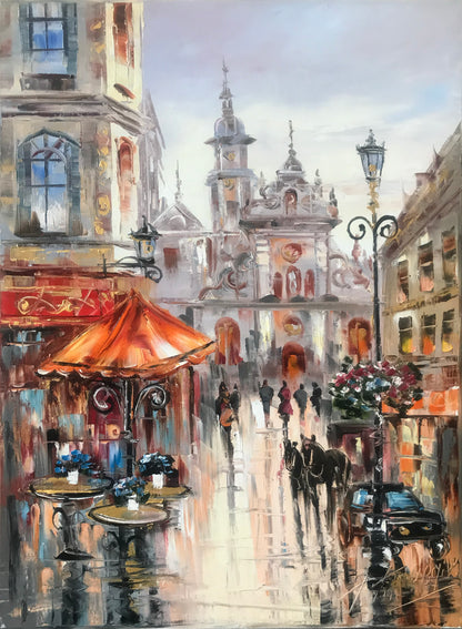 European Cityscape Painting on Canvas European Wall Decor French Street Scene Paintings Europe City Painting