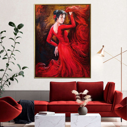 Flamenco Woman Dancer Painting Original Flamenco Wall Art Dancing Girl Painting Original Lady in Red Dress Painting