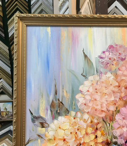 Abstract Hydrangea Painting Original Pink Flowers Oil Painting on Canvas Colorful Flower Art Hydrangeas Oil Painting