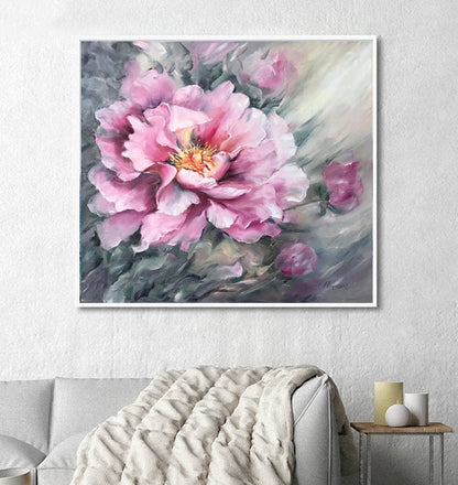 Abstract Flower Painting Modern Floral Artwork Pink Flower Wall Art Cherry Blossom Painting Original Oil Painting Canvas Floral Art