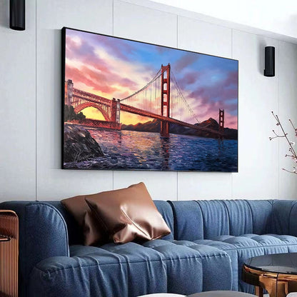 San Francisco Golden Gate Bridge Painting on Canvas Bridge Sunset Painting San Francisco Framed Art California Wall Art Decor SF Gifts