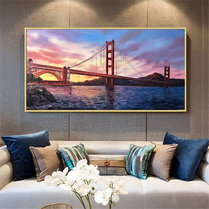 San Francisco Golden Gate Bridge Painting on Canvas Bridge Sunset Painting San Francisco Framed Art California Wall Art Decor SF Gifts