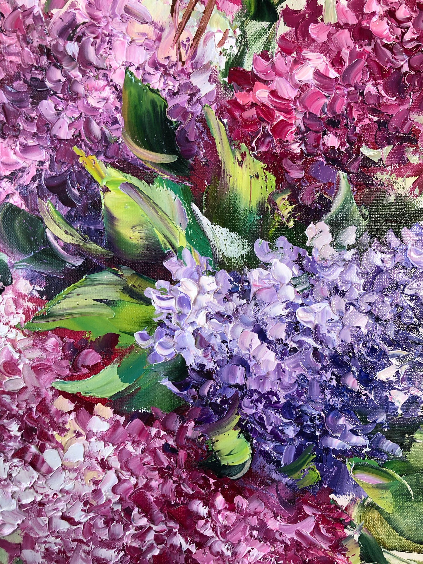 Lilac Oil Painting Original Flower Wall Art Purple Painting on Canvas Floral Kitchen Decor Lilacs Flowers Bouquet Abstract Painting