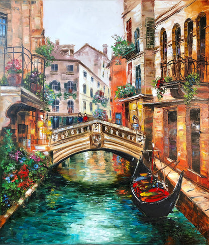 Italian painting original City wall art Gondola artwork Travel gift for her House painting Italy art landscape Venice oil painting on canvas