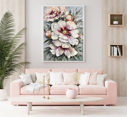 Large Abstract Flower Oil Painting Original Texture Flower Canvas Wall Art Abstract Flowers Wall Decor Extra Large Blossom Flower Painting