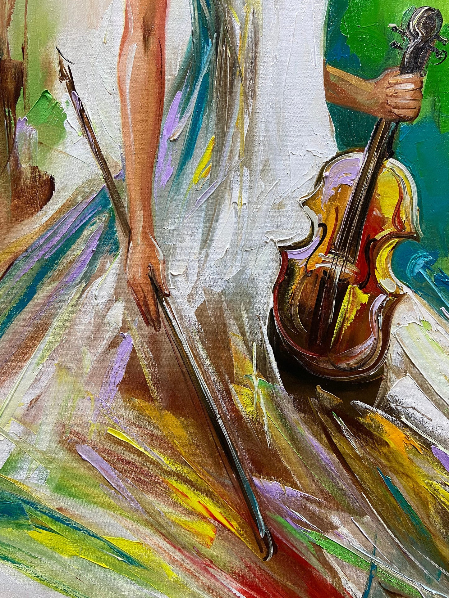 Woman with Violin Oil Painting Original Abstract Girl Canvas Art Gift for Violinist Music Decor For Wall Instrument Art Musician Posters