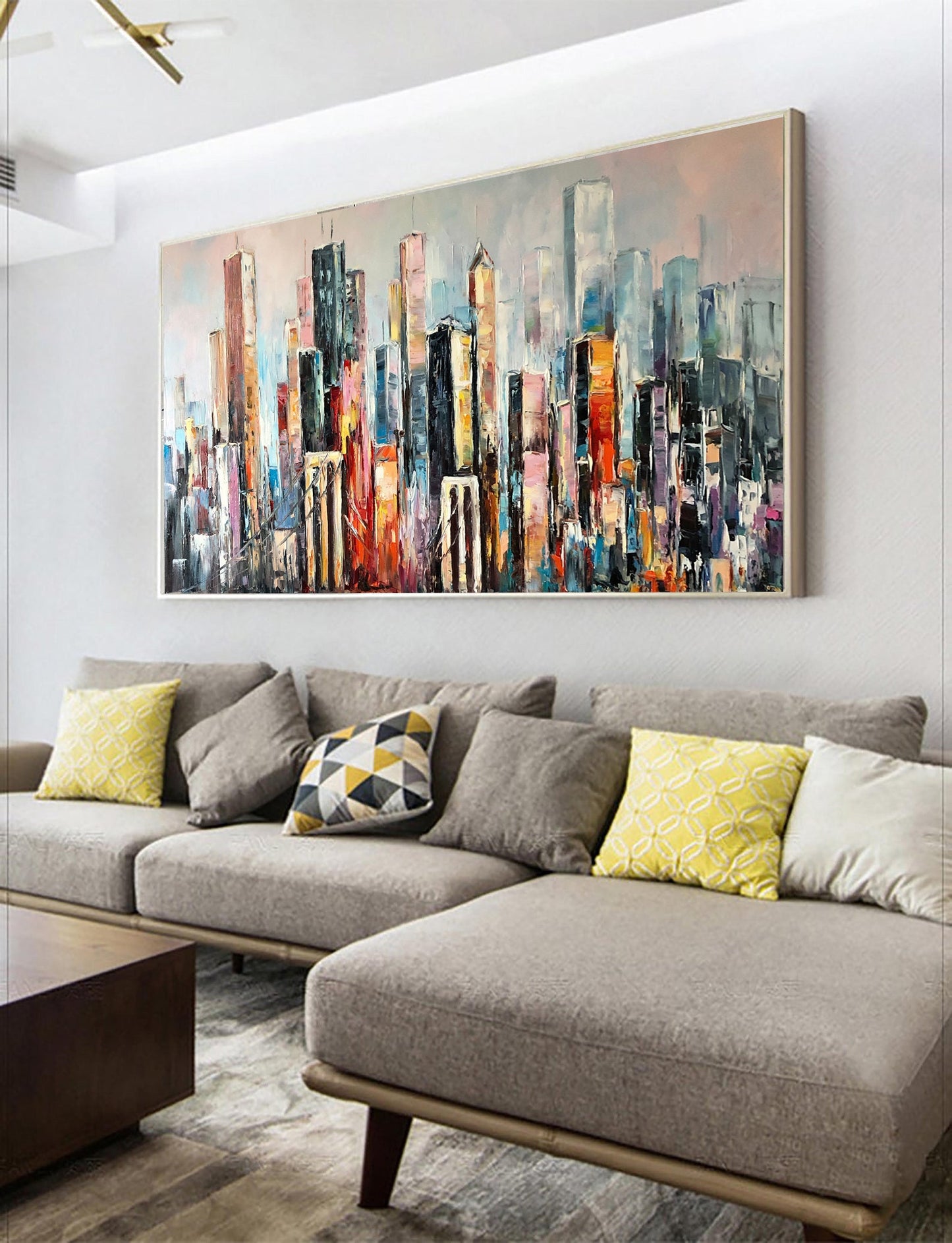 Large New York City Abstract Painting, Urban Cityscape Painting, Extra Large NYC Modern Wall Art Decor, City Skyline Abstract Oil Painting