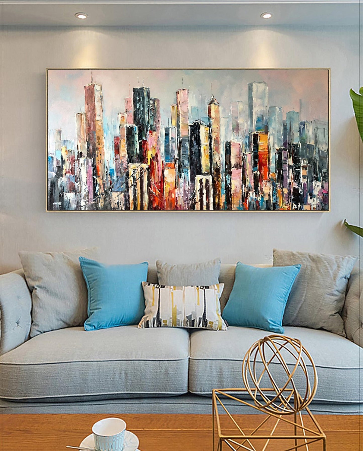 Large New York City Abstract Painting, Urban Cityscape Painting, Extra Large NYC Modern Wall Art Decor, City Skyline Abstract Oil Painting