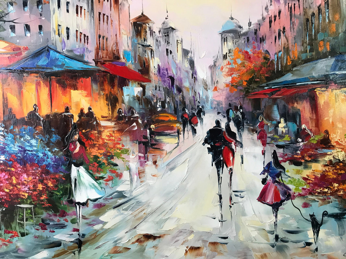 French Street Scene Oil Painting Original Paris Street Painting Emily in Paris Wall Art French Street Cafe Paintings Paris French Gifts