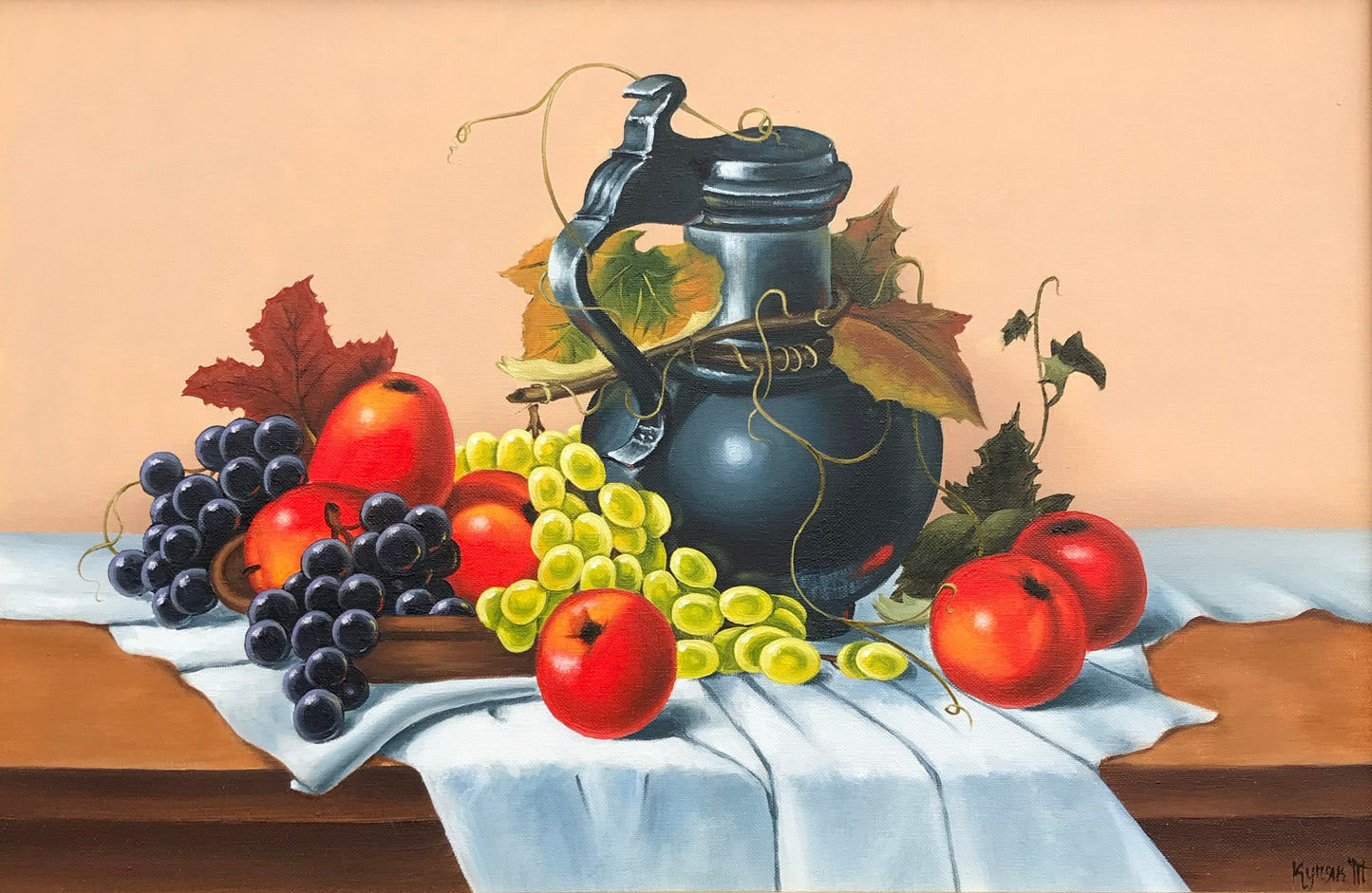 Still Life Fruits Oil Painting Original Ukrainian Artwork Classic Fruit Painting Still Life Art Ukrainian Fruits Basket Painting on Canvas