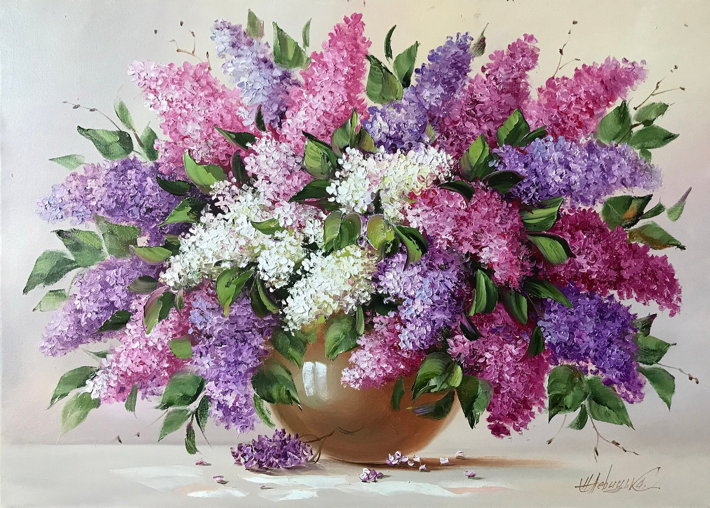 Purple Lilac Original Painting, Large Blooming Flowers Wall Art, Lilacs Painting Oil on Canvas, Purple Floral Decor Framed, Lilac Wall Art