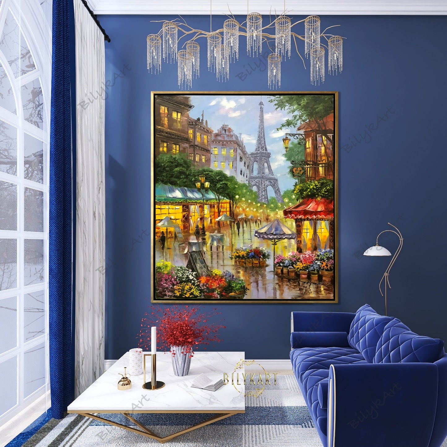 Paris Street Scene Oil Painting Original Parisian Art Ukraine Artists Paintings Romantic Artwork Flowers Market Painting Paris Bedroom Decor