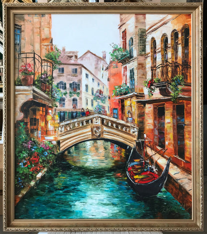 Italian painting original City wall art Gondola artwork Travel gift for her House painting Italy art landscape Venice oil painting on canvas