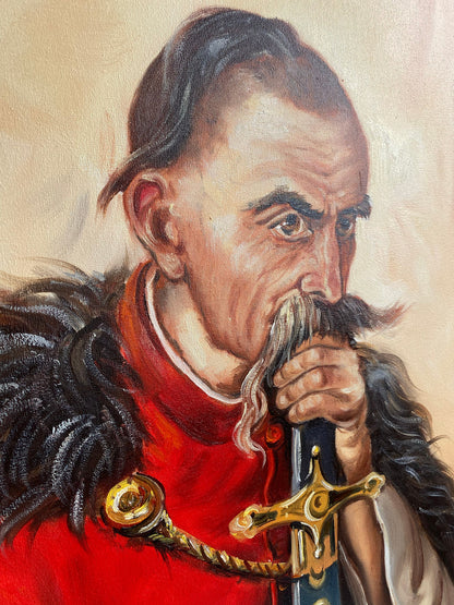 Ukrainian Cossack with Sword Oil Painting Original Ukrainian Paintings Ukraine Wall Decor Ukraine Shops Paintings Ukrainian Cossack Folk Art