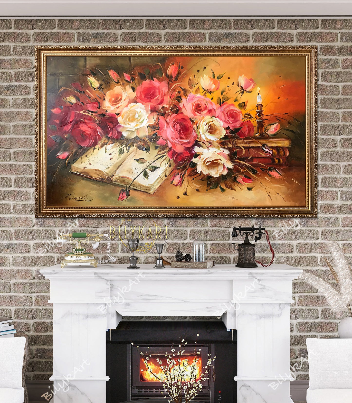 Vintage Roses Oil Painting Original Hand-painted Floral Art Classical Roses Painting Canvas Vintage Flowers Paintings Rose Flowers Wall Art