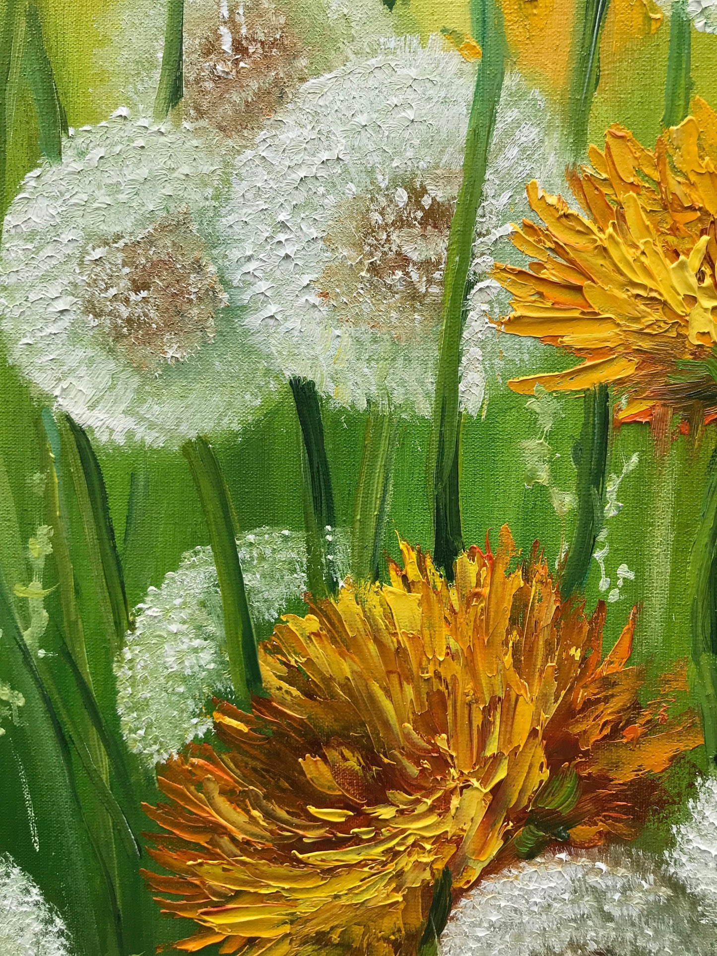 Dandelion Flower Oil Painting Original Art Work Ukraine Artist Botanical Art Ukrainian Painting Field of Flowers Painting Dandelion Wall Art