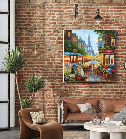 Original Paris Oil Painting on Canvas Modern Eiffel Tower Wall Art Date Night City Painting Romantic Artwork Paris Paintings Parisian Decor