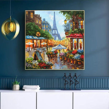 Original Paris Oil Painting on Canvas Modern Eiffel Tower Wall Art Date Night City Painting Romantic Artwork Paris Paintings Parisian Decor