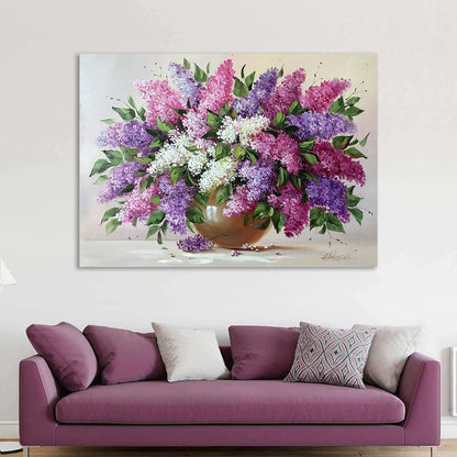 Purple Lilac Original Painting, Large Blooming Flowers Wall Art, Lilacs Painting Oil on Canvas, Purple Floral Decor Framed, Lilac Wall Art