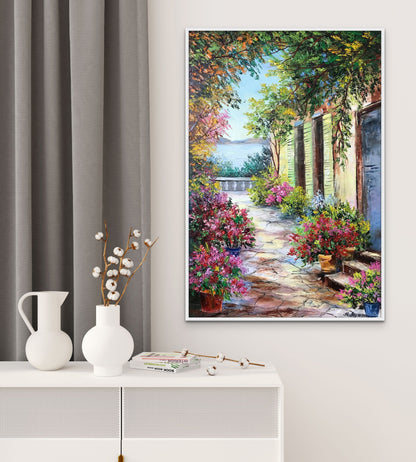 Tuscany Italian Painting Oil Original Landscape Painting for Kitchen Summer in the Garden Wall Art Decor italian village painting italy gift