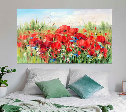 Ukrainian Poppy Field Painting Original Art Work Wildflowers Ukrainian Oil Painting Landscape Red Poppies Painting Support Ukraine Artist