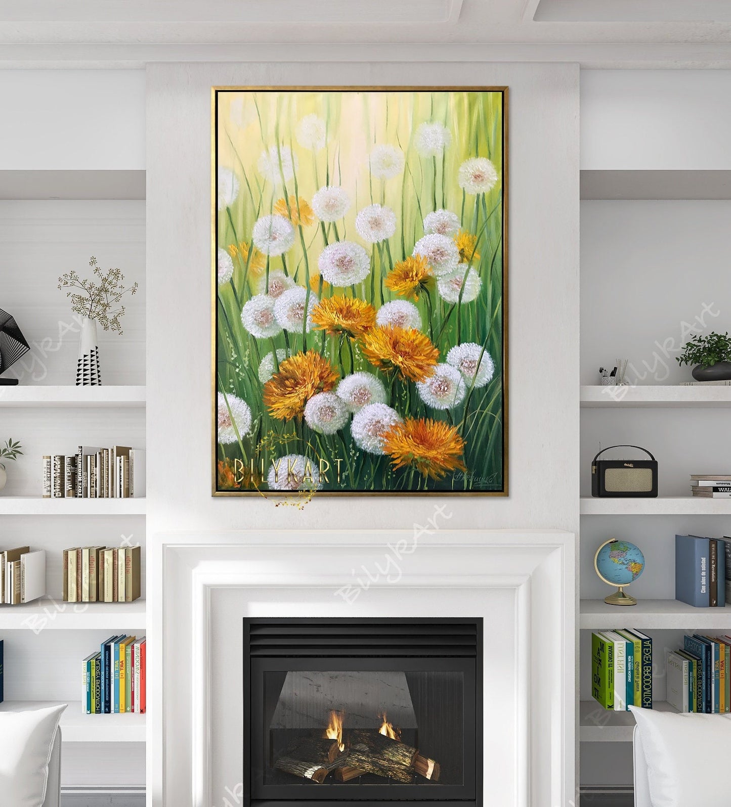 Dandelion Flower Oil Painting Original Art Work Ukraine Artist Botanical Art Ukrainian Painting Field of Flowers Painting Dandelion Wall Art