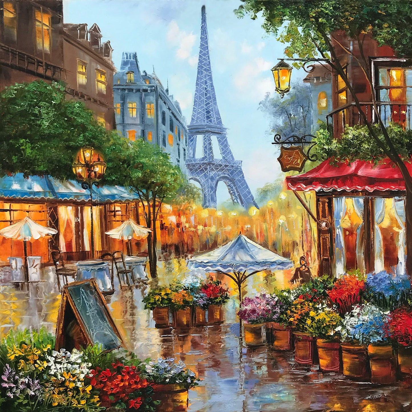 Original Paris Oil Painting on Canvas Modern Eiffel Tower Wall Art Date Night City Painting Romantic Artwork Paris Paintings Parisian Decor