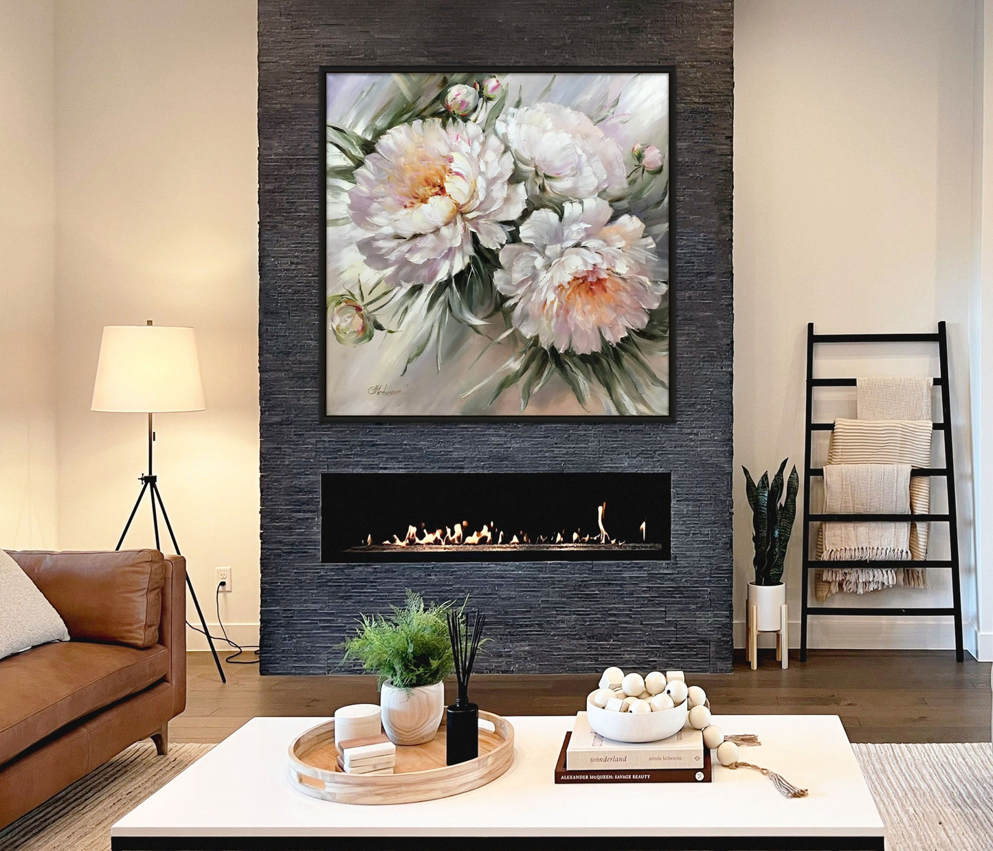 Abstract Peonies Painting Original Peony Wall Art Big Flower Painting Pastel Color Artwork White Peony Oil Painting 36x36 Large Floral Art