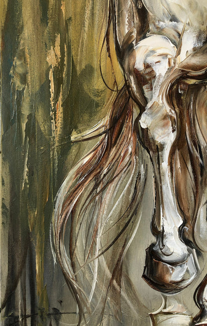 Arabian Horse Oil Painting on Canvas Farmhouse Wall Art Animal Oil Painting Gift for Horse Lover Abstract Running Horse Painting 30x60