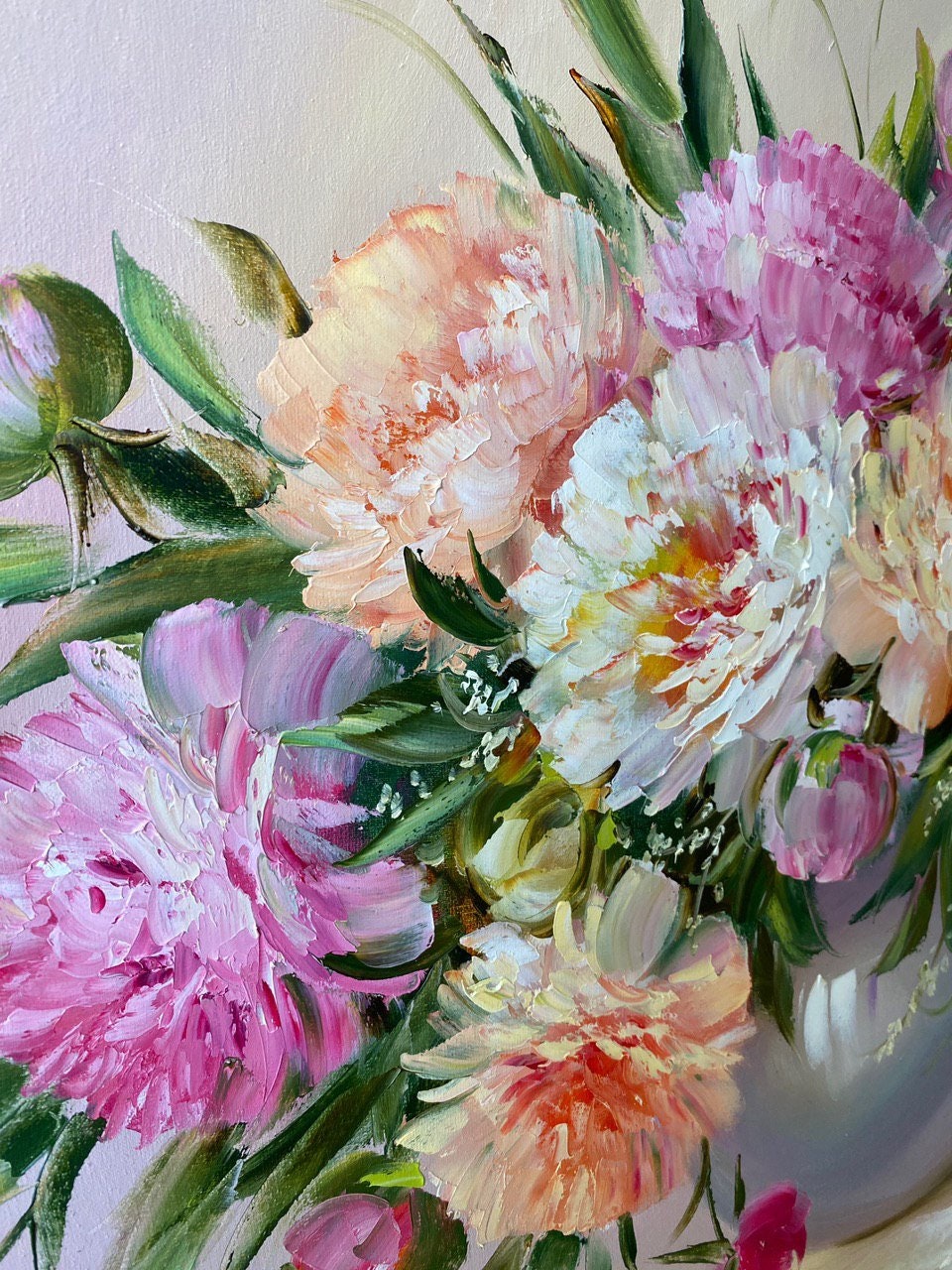 Large Peonies Oil Painting Original Peony Wall Art Pink Floral Room Decor Above Bed Art Large Floral Oil Painting Canvas Pink Peony Painting