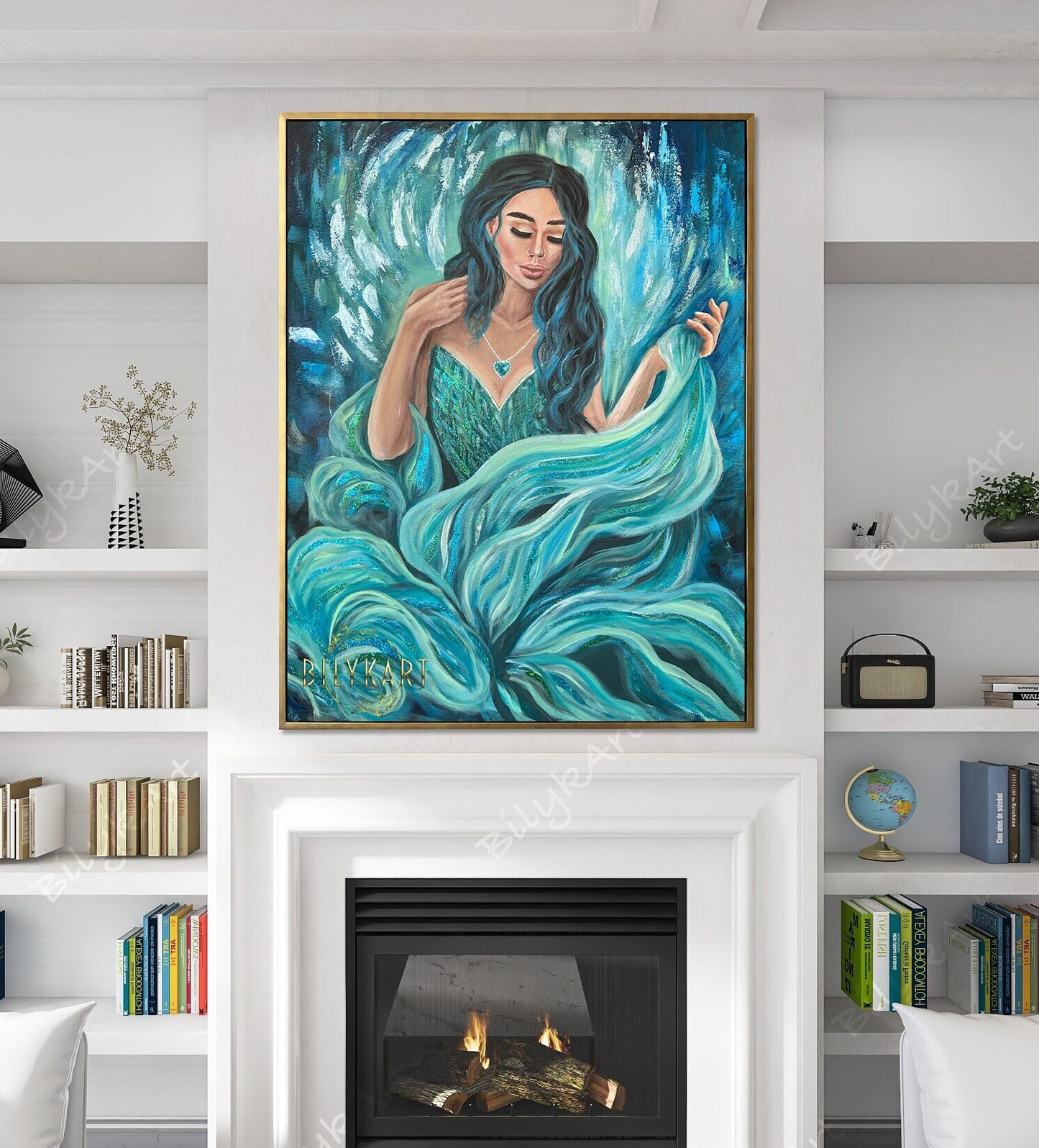 Mermaid Painting Original Beautiful Woman Portrait Painting Pretty Girl Face Painting Art Mermaid Artwork Heart of the Ocean Oil Painting