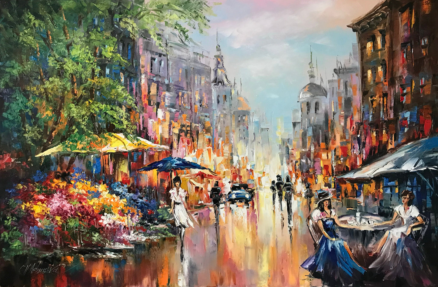 Ukraine City Oil Painting Original Art Work Lviv Ukraine Oil Painting Landscape European City Street Painting Canvas Support Ukraine Artist